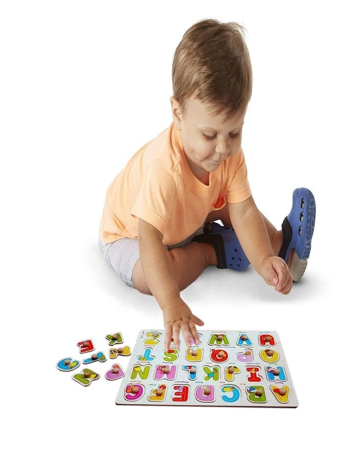 JAPSI Wooden Alphabet Puzzle Board with Pictures, Educational Learning Toy for Kids 3+ Years, A to Z Letters with Knobs - Image 3